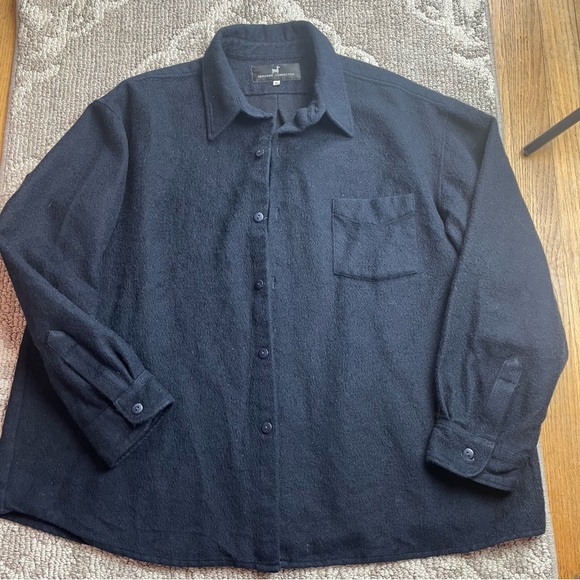 Baby Alpaca / Wool Button Down Long Sleeve Shacket - Picture 5 of 7